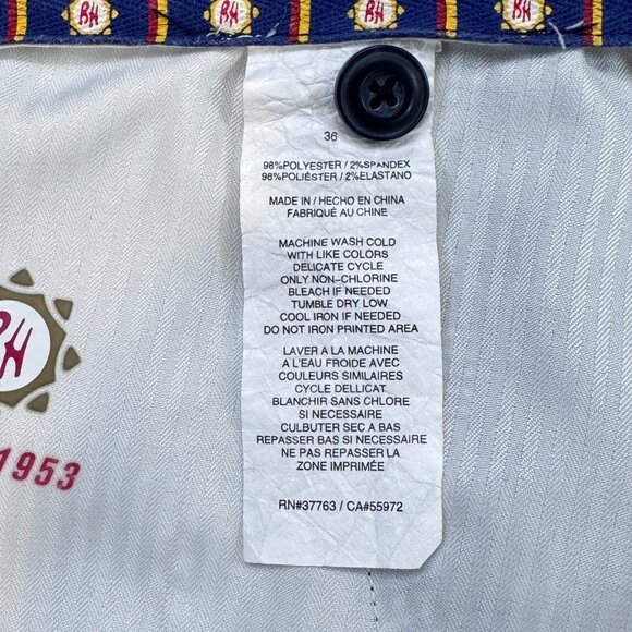 Perry Ellis Mens 36 Chino Shorts Green Blue Gingham Slash Pocket Golf Stretch - Picture 7 of 11